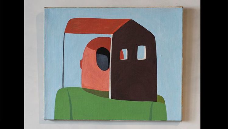 Sans titre - peinture sur toile de jute, 40 x 50 cm