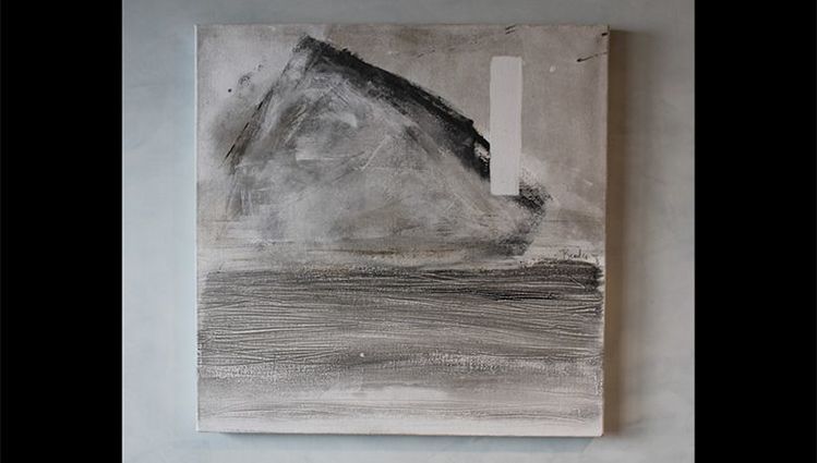 La Montagne - technique mixte sur toile 91 x 91 cm